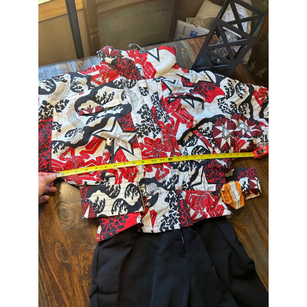 Vintage Tyrolia by Head Ski Suit Women 12 Red Black Graphic Jacket Stirrup Pants - Picture 10 of 15